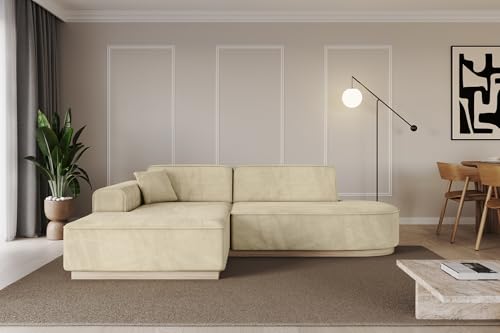 ALTDECOR Ecksofa in L-Form Corner Sofa Bett Eckcouch Couch Wohnlandschaft Cauchsofa IREA-L1-232x163x81 cm Beige von ALTDECOR