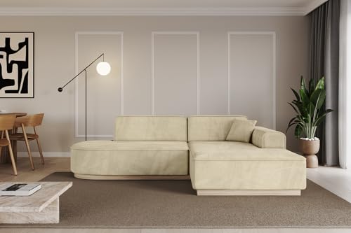 ALTDECOR Ecksofa in L-Form Corner Sofa Bett Eckcouch Couch Wohnlandschaft Cauchsofa IREA-L1-232x163x81 cm Beige von ALTDECOR