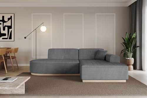 ALTDECOR Ecksofa in L-Form Corner Sofa Bett Eckcouch Couch Wohnlandschaft Cauchsofa IREA-L1-232x163x81 cm Duneklgrau von ALTDECOR