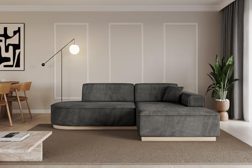 ALTDECOR Ecksofa in L-Form Corner Sofa Bett Eckcouch Couch Wohnlandschaft Cauchsofa IREA-L1-232x163x81 cm Dunkelgrau von ALTDECOR