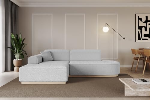 ALTDECOR Ecksofa in L-Form Corner Sofa Bett Eckcouch Couch Wohnlandschaft Cauchsofa IREA-L1-232x163x81 cm Hellgrau von ALTDECOR