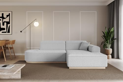 ALTDECOR Ecksofa in L-Form Corner Sofa Bett Eckcouch Couch Wohnlandschaft Cauchsofa IREA-L1-232x163x81 cm Hellgrau von ALTDECOR