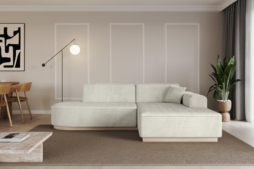 ALTDECOR Ecksofa in L-Form Corner Sofa Bett Eckcouch Couch Wohnlandschaft Cauchsofa IREA-L1-232x163x81 cm Hellgrau von ALTDECOR