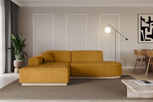 ALTDECOR Ecksofa in L-Form Corner Sofa Bett Eckcouch Couch Wohnlandschaft Cauchsofa IREA-L1-233x165x81 cm Senfgelb von ALTDECOR