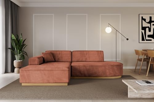 ALTDECOR Ecksofa in L-Form Corner Sofa Bett Eckcouch Couch Wohnlandschaft Cauchsofa IREA-L1-v2-233x165x81 cm Apricot von ALTDECOR