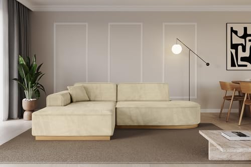 ALTDECOR Ecksofa in L-Form Corner Sofa Bett Eckcouch Couch Wohnlandschaft Cauchsofa IREA-L1-v2-233x165x81 cm Beige von ALTDECOR