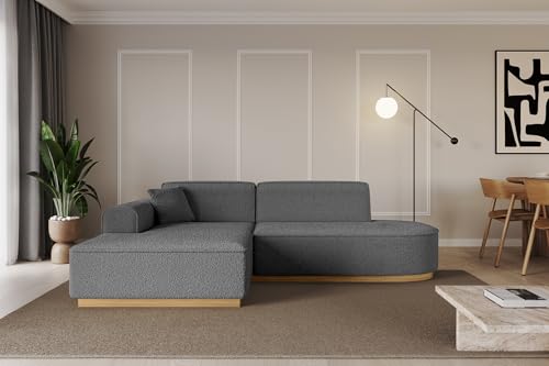 ALTDECOR Ecksofa in L-Form Corner Sofa Bett Eckcouch Couch Wohnlandschaft Cauchsofa IREA-L1-v2-233x165x81 cm Grau von ALTDECOR