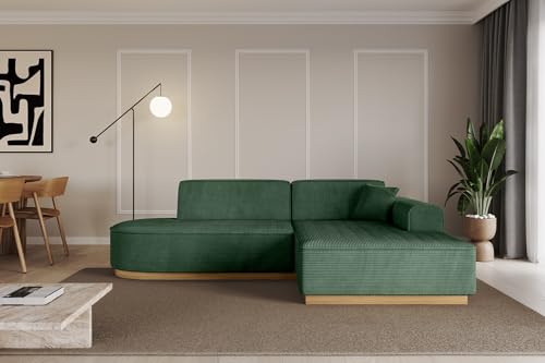 ALTDECOR Ecksofa in L-Form Corner Sofa Bett Eckcouch Couch Wohnlandschaft Cauchsofa IREA-L1-v2-233x165x81 cm Grün von ALTDECOR