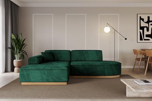 ALTDECOR Ecksofa in L-Form Corner Sofa Bett Eckcouch Couch Wohnlandschaft Cauchsofa IREA-L1-v2-233x165x81 cm Grün von ALTDECOR