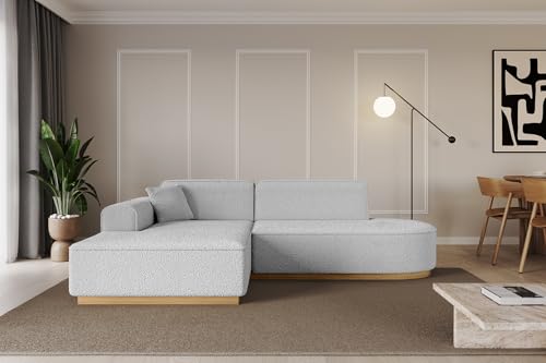 ALTDECOR Ecksofa in L-Form Corner Sofa Bett Eckcouch Couch Wohnlandschaft Cauchsofa IREA-L1-v2-233x165x81 cm Hellgrau von ALTDECOR