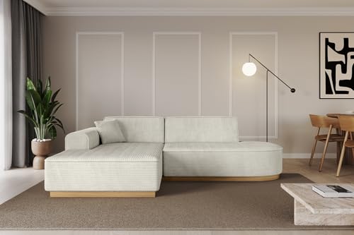 ALTDECOR Ecksofa in L-Form Corner Sofa Bett Eckcouch Couch Wohnlandschaft Cauchsofa IREA-L1-v2-233x165x81 cm Hellgrau von ALTDECOR