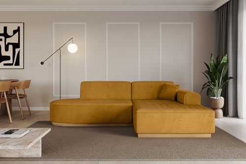 ALTDECOR Ecksofa in L-Form Corner Sofa Bett Eckcouch Couch Wohnlandschaft Cauchsofa IREA-L1-v2-233x165x81 cm Senfgelb von ALTDECOR