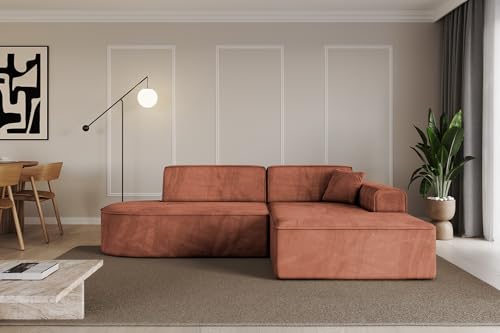 ALTDECOR Ecksofa in L-Form Corner Sofa Bett Eckcouch Couch Wohnlandschaft Cauchsofa IREA-L1-v3-233x165x81 cm Apricot von ALTDECOR
