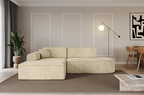 ALTDECOR Ecksofa in L-Form Corner Sofa Bett Eckcouch Couch Wohnlandschaft Cauchsofa IREA-L1-v3-233x165x81 cm Beige von ALTDECOR