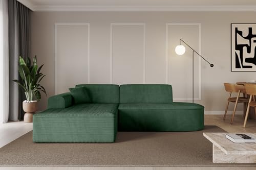 ALTDECOR Ecksofa in L-Form Corner Sofa Bett Eckcouch Couch Wohnlandschaft Cauchsofa IREA-L1-v3-233x165x81 cm Grün von ALTDECOR