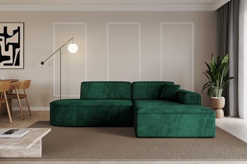 ALTDECOR Ecksofa in L-Form Corner Sofa Bett Eckcouch Couch Wohnlandschaft Cauchsofa IREA-L1-v3-233x165x81 cm Grün von ALTDECOR