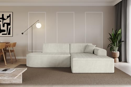 ALTDECOR Ecksofa in L-Form Corner Sofa Bett Eckcouch Couch Wohnlandschaft Cauchsofa IREA-L1-v3-233x165x81 cm Hellgrau von ALTDECOR
