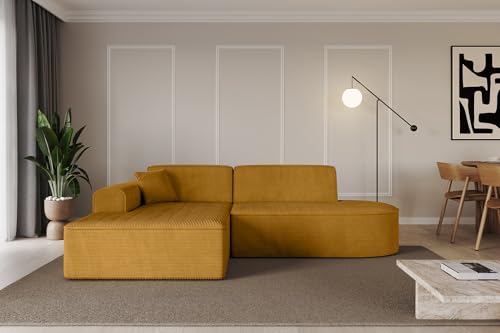 ALTDECOR Ecksofa in L-Form Corner Sofa Bett Eckcouch Couch Wohnlandschaft Cauchsofa IREA-L1-v3-233x165x81 cm Senfgelb von ALTDECOR