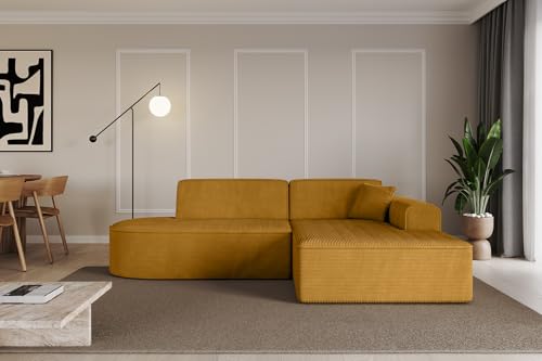 ALTDECOR Ecksofa in L-Form Corner Sofa Bett Eckcouch Couch Wohnlandschaft Cauchsofa IREA-L1-v3-233x165x81 cm Senfgelb von ALTDECOR