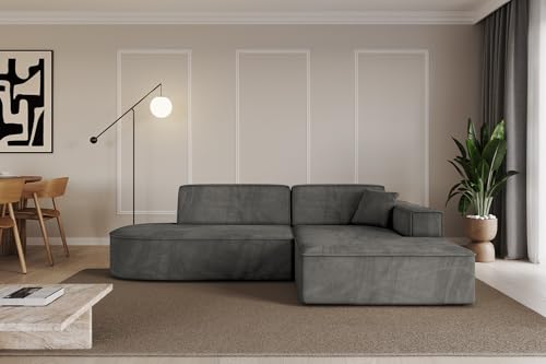 ALTDECOR Ecksofa in L-Form Corner Sofa Bett Eckcouch Couch Wohnlandschaft Cauchsofa IREA-L1-v4-233x165x72,5 cm Dunkelgrau von ALTDECOR