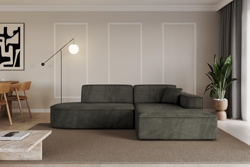 ALTDECOR Ecksofa in L-Form Corner Sofa Bett Eckcouch Couch Wohnlandschaft Cauchsofa IREA-L1-v4-233x165x72,5 cm Schwarz von ALTDECOR