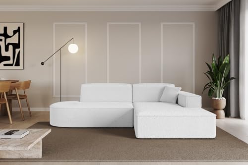 ALTDECOR Ecksofa in L-Form Corner Sofa Bett Eckcouch Couch Wohnlandschaft Cauchsofa IREA-L1-v4-233x165x72,5 cm Weiß von ALTDECOR