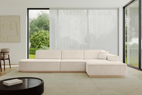 ALTDECOR Ecksofa in L-Form Corner Sofa Bett Eckcouch Couch Wohnlandschaft Cauchsofa IREA-L2-317x163x81 cm Beige von ALTDECOR