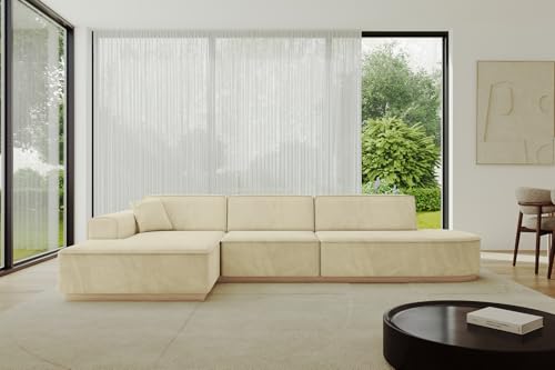 ALTDECOR Ecksofa in L-Form Corner Sofa Bett Eckcouch Couch Wohnlandschaft Cauchsofa IREA-L2-318x165x81 cm Beige von ALTDECOR