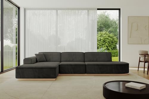 ALTDECOR Ecksofa in L-Form Corner Sofa Bett Eckcouch Couch Wohnlandschaft Cauchsofa IREA-L2-317x163x81 cm Schwarz von ALTDECOR