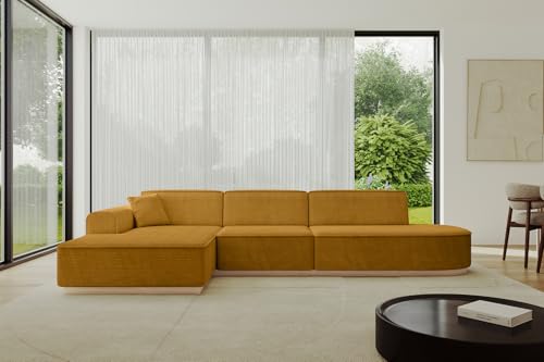 ALTDECOR Ecksofa in L-Form Corner Sofa Bett Eckcouch Couch Wohnlandschaft Cauchsofa IREA-L2-318x165x81 cm Senfgelb von ALTDECOR