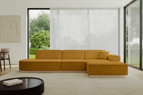 ALTDECOR Ecksofa in L-Form Corner Sofa Bett Eckcouch Couch Wohnlandschaft Cauchsofa IREA-L2-317x163x81 cm Senfgelb von ALTDECOR
