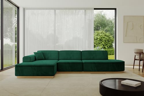 ALTDECOR Ecksofa in L-Form Corner Sofa Bett Eckcouch Couch Wohnlandschaft Cauchsofa IREA-L2-v2-318x165x81 cm Grün von ALTDECOR