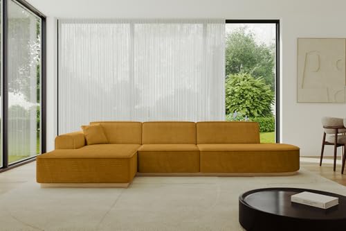 ALTDECOR Ecksofa in L-Form Corner Sofa Bett Eckcouch Couch Wohnlandschaft Cauchsofa IREA-L2-v2-318x165x81 cm Senfgelb von ALTDECOR