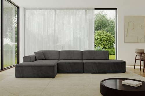ALTDECOR Ecksofa in L-Form Corner Sofa Bett Eckcouch Couch Wohnlandschaft Cauchsofa IREA-L2-v3-318x165x81 cm Dunkelgrau von ALTDECOR