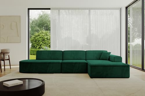 ALTDECOR Ecksofa in L-Form Corner Sofa Bett Eckcouch Couch Wohnlandschaft Cauchsofa IREA-L2-v3-318x165x76 cm Grün von ALTDECOR