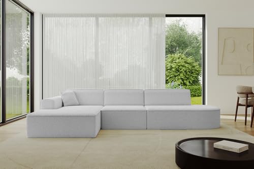 ALTDECOR Ecksofa in L-Form Corner Sofa Bett Eckcouch Couch Wohnlandschaft Cauchsofa IREA-L2-v3-318x165x81 cm Hellgrau von ALTDECOR