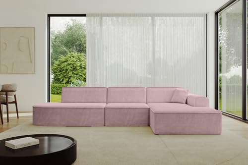 ALTDECOR Ecksofa in L-Form Corner Sofa Bett Eckcouch Couch Wohnlandschaft Cauchsofa IREA-L2-v3-318x165x81 cm Rosa von ALTDECOR