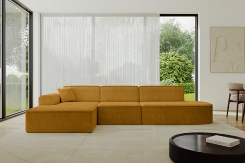 ALTDECOR Ecksofa in L-Form Corner Sofa Bett Eckcouch Couch Wohnlandschaft Cauchsofa IREA-L2-v3-318x165x81 cm Senfgelb von ALTDECOR