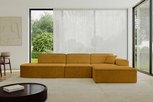 ALTDECOR Ecksofa in L-Form Corner Sofa Bett Eckcouch Couch Wohnlandschaft Cauchsofa IREA-L2-v3-318x165x81 cm Senfgelb von ALTDECOR