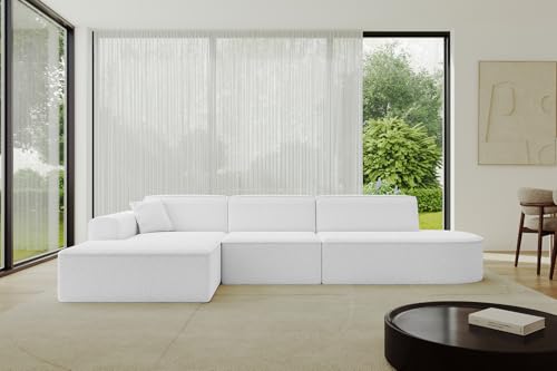 ALTDECOR Ecksofa in L-Form Corner Sofa Bett Eckcouch Couch Wohnlandschaft Cauchsofa IREA-L2-v3-318x165x76 cm Weiß von ALTDECOR
