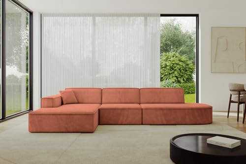 ALTDECOR Ecksofa in L-Form Corner Sofa Bett Eckcouch Couch Wohnlandschaft Cauchsofa IREA-L2-v4-318x165x72,5 cm Apricot von ALTDECOR