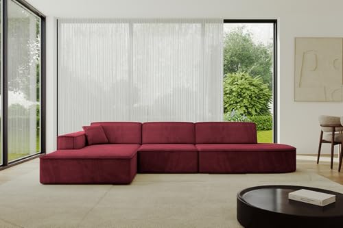 ALTDECOR Ecksofa in L-Form Corner Sofa Bett Eckcouch Couch Wohnlandschaft Cauchsofa IREA-L2-v4-318x165x72,5 cm Bordeauxrot von ALTDECOR