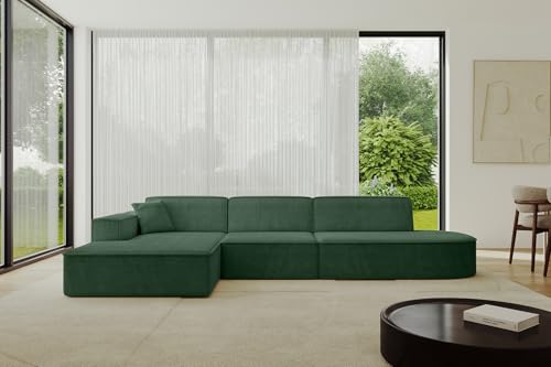 ALTDECOR Ecksofa in L-Form Corner Sofa Bett Eckcouch Couch Wohnlandschaft Cauchsofa IREA-L2-v4-318x165x72,5 cm Grün von ALTDECOR