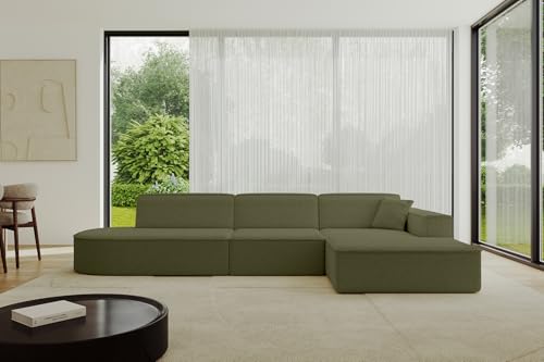 ALTDECOR Ecksofa in L-Form Corner Sofa Bett Eckcouch Couch Wohnlandschaft Cauchsofa IREA-L2-v4-318x165x72,5 cm Grün von ALTDECOR