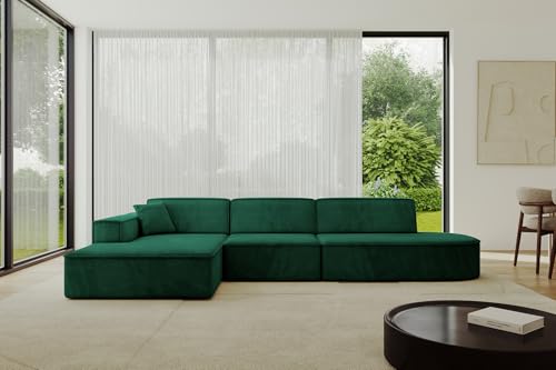 ALTDECOR Ecksofa in L-Form Corner Sofa Bett Eckcouch Couch Wohnlandschaft Cauchsofa IREA-L2-v4-318x165x72,5 cm Grün von ALTDECOR