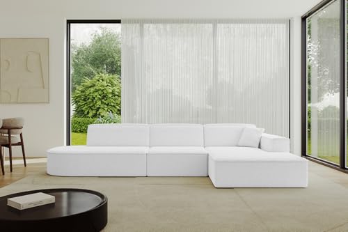 ALTDECOR Ecksofa in L-Form Corner Sofa Bett Eckcouch Couch Wohnlandschaft Cauchsofa IREA-L2-v4-318x165x72,5 cm Weiß von ALTDECOR