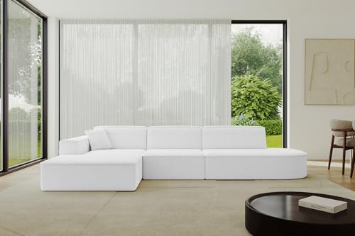 ALTDECOR Ecksofa in L-Form Corner Sofa Bett Eckcouch Couch Wohnlandschaft Cauchsofa IREA-L2-v4-318x165x72,5 cm Weiß von ALTDECOR