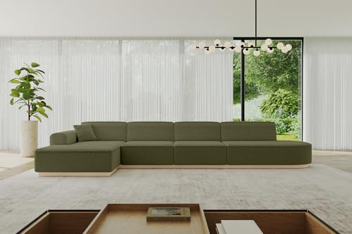 ALTDECOR Ecksofa in L-Form Corner Sofa Bett Eckcouch Couch Wohnlandschaft Cauchsofa IREA-L3-403x165x81 cm Grün von ALTDECOR