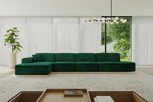 ALTDECOR Ecksofa in L-Form Corner Sofa Bett Eckcouch Couch Wohnlandschaft Cauchsofa IREA-L3-403x165x81 cm Grün von ALTDECOR