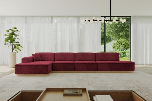 ALTDECOR Ecksofa in L-Form Corner Sofa Bett Eckcouch Couch Wohnlandschaft Cauchsofa IREA-L3-v2-403x165x81 cm Bordeauxrot von ALTDECOR